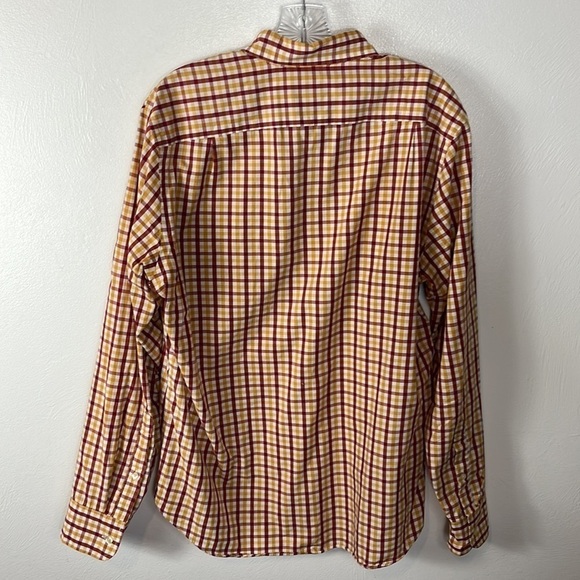 J. Crew Factory Button Down Shirt Men's M Fitted Red Gold Check 100% Cotton - Picture 11 of 13